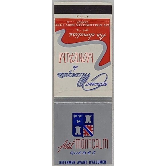 Front Strike Matchbook Cover Restaurant Marquis de Montcalm Quebec Canada - Picture 2 of 5
